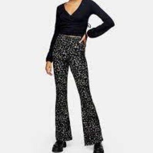 NEW Topshop Camo/Animal Print Pull On Flare Pants Sz S